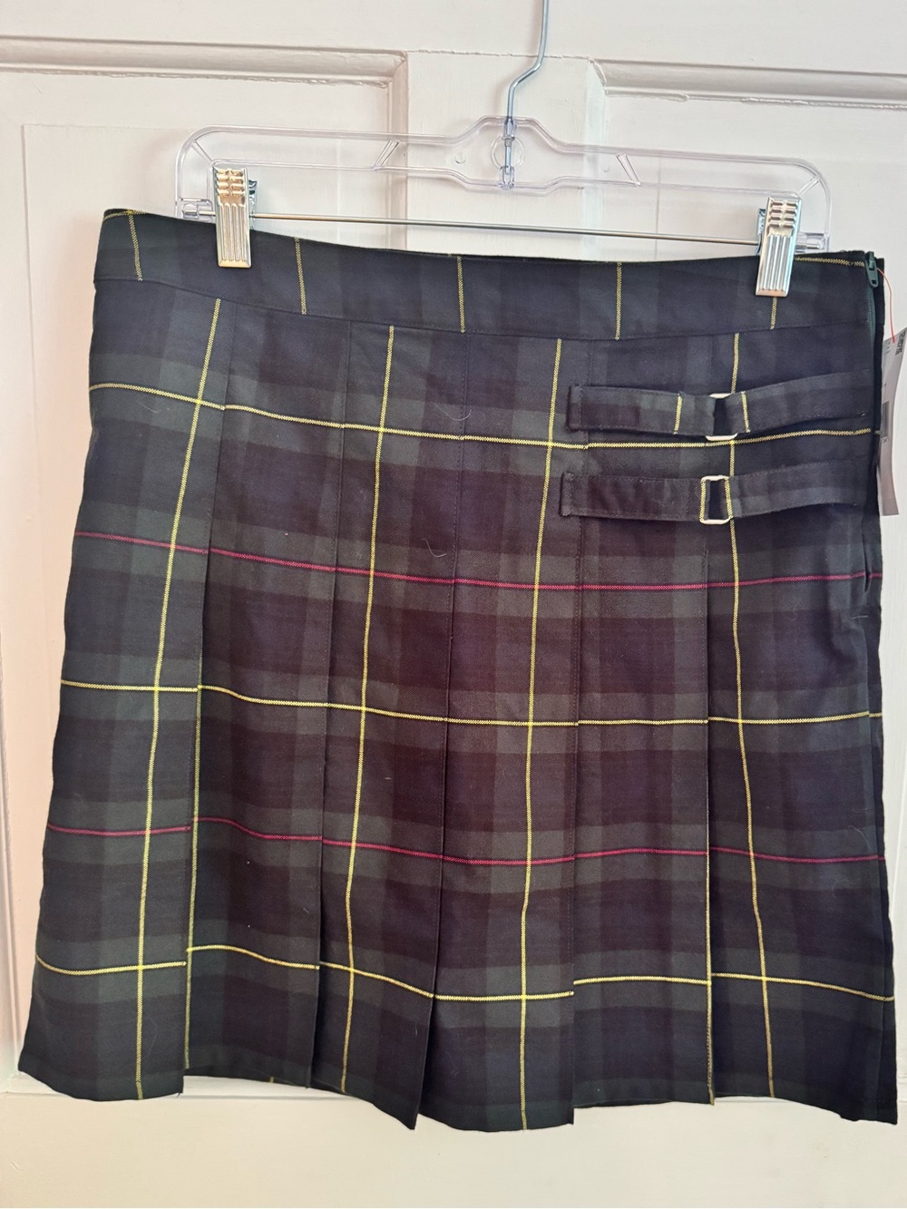 NWT French Toast Girls Green Plaid Pleated 2-Tab School Uniform Skort Skirt 16
